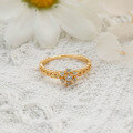 wholesale S925 Silver Plated 14K Gold Japanese Style Zircon Snowflake Design Ring-0-1