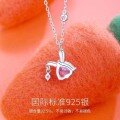 wholesale S925 Sterling Silver Maker Sweet Heart Bunny Ear Pink Zircon Diamond Necklace Fashion Personalized Chain for Women-0-2