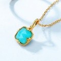 wholesale S925 sterling silver wholesale necklace with autumn/winter new Japanese-Korean lightweight luxury style minimalist geometric amazonite pendant-0-2