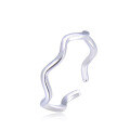 wholesale S925 Sterling Silver Minimalist Smooth Wave-shaped Adjustable Opening Ring, Versatile Fashion Index Finger Ring-0-4