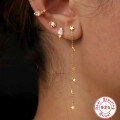 wholesale S925 Sterling Silver Tassel Mini Star Earrings with Inlaid Crystals, Perfect for Office Wear-0-2
