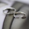 wholesale S925 Sterling Silver Couple Feather Rings for Women, Korean Japanese Style Light Feather Student Minimalist Trendy Adjustable Open Ring-0-2