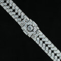 wholesale 925 Silver Gold-Plated Bracelet with High-Carbon Diamond, White G Color, Round Cut, Art Deco Vintage-Style Versatile Women's Bracelet-0-4