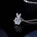 S925 Silver Classic Six-Prong One-Carat D Color Moissanite Necklace-0-0