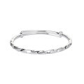 wholesale Solid 990 Silver Adjustable Twisted Smooth Hollow Bangle Bracelet for Women-0-4