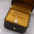 wholesale Metal Material: S999 Silver Maker's Original Small Sugar Cube Necklace, Versatile Minimalist Elegant Collarbone Chain, Fashionably High-End Square Pendant-0-3