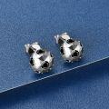 Sterling Silver Black Moissanite Football Stud Earrings Wholesale-0-2