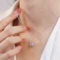 wholesale S925 Sterling Silver Cross-Border Women's Natural Blue Topaz Perfume Bottle Pendant Necklace, Minimalist Niche Design-0-3