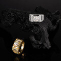 wholesale Gold-plated, stylish and elegant 2-carat full diamond men's ring, internet-famous cluster set with sparkling starlight for trendsetters-0-3