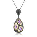 wholesale 925 Silver Italian Designer Crafted Gem Pendant Vintage Elegant Natural Amethyst Necklace Pendant-0-5