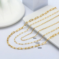 wholesale 925 Sterling Silver Elliptic Cross Link Paperclip Chain Necklace Collarbone Chain DIY Jewelry Chain Direct from Manufacturer-18K gold plating, 40CM long, about 3.11g 925 silver