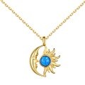 wholesale S925 Sterling Silver Cross-Border New Opal Series Moon and Sun Design Pendant Necklace for Women Wholesale-0-4
