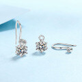 wholesale 925 Sterling Silver D Color Moissanite Ear Hooks Six-Prong Ear Studs Simple and Fashionable Earrings for Women Factory Direct Supply Ready-to-Ship Wholesale-0-1