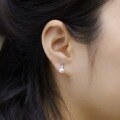 wholesale S925 Sterling Silver Japanese Korean Style Minimalist Geometric Natural Aquamarine Stud Earrings with Freshwater Pearls-0-4