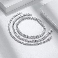 wholesale S925 Sterling Silver 30mm Full Diamond Tennis Chain, Direct from Manufacturer-3.0mm, length: 16.5cm, weight: 8.31g