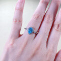 wholesale S925 Sterling Silver 6*8mm Teardrop Pear Shape Sea Blue Women's Fashion Elegant Ring-0-3