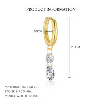 wholesale S925 Sterling Silver Cross Earrings With Rhinestones, Fashionable And Minimalist French-style Women's Earrings-E4785-Gold/Pair 925 Silver