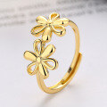 wholesale S925 Sterling Silver Korean Style Minimalist Floral Open Adjustable Ring Trendy Versatile Index Finger Ring for Women-0-1