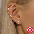 wholesale S925 Sterling Silver Geometric Flat Cylinder Diamond Inlaid Threaded Ear Cartilage Stud,。-0-2