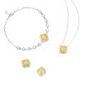 S925 Silver Women's Jewelry Set with Yellow Diamonds, Baguette, Radiant, Princess Cuts-0-3