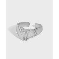 wholesale S925 Sterling Silver Korean Version Ins Small Design Irregular Surface White Resin Textured Open Ring for Women-0-0
