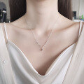 wholesale S925 Silver Fashion Geometric Water Drop Glossy Wave-shaped Minimalist Design Necklace for Women-0-3