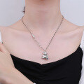 wholesale S925 Sterling Silver Retro Bear Necklace with Chain, Trendy and Cool Hip-Hop Style Unisex Pendant for Couples-0-2