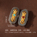 wholesale 925 Silver Plated with 24K Gold Vintage Tibetan Silver Vajra Box Golden Yellow Wealth God Color-Preserving Accessories DIY Bracelet String Ornaments-0-5