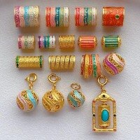 wholesale Metal material first: Gold-plated 925 ancient silver enameled fittings with five-strand sutra, barrel beads, round beads, spacer beads, and pendants for DIY bracelet accessories-8# one