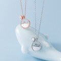 wholesale S925 silver women's fashionable and elegant round shell single diamond dolphin necklace D7385-0-1