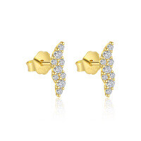 wholesale S925 Sterling Silver Geometric Teardrop Marquise Zircon European Cross-border French Earrings For Women-E4694-Gold/Pair 925 Silver