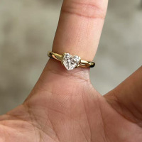 wholesale S925 silver jewelry, European and American new style 6*6 heart-shaped ring with 50-point high-carbon diamond, girly heart ring-R480 Heart-shaped gold No. 5