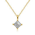 Sterling Silver 1ct Square Moissanite Pendant Necklace, Women's Minimalist Choker-0-3