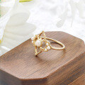 wholesale S925 Silver Plated with 14K Gold, Dully Jewelry Spring New Product French Vintage Rococo Style Pearl Ring-0-3