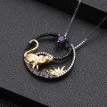 wholesale 925 Silver Designer Chinese Zodiac Rat Pendant with Natural Gemstone Necklace-0-2