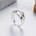 wholesale S925 Silver Cloud Tide Pavilion Fashion Minimalist Cross-Border Geometric Double-Layer Concave Personality Trend Openable Ring-0-0