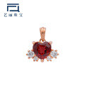 wholesale 10K gold Japanese-inspired lightweight luxury vintage natural red pomegranate heart-shaped cubic zirconia versatile pendant-0-0
