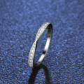 S925 Silver Moissanite Crossover Women's Euro-American Fashion Row Ring Tail Ring-0-1