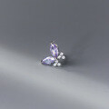 wholesale S925 Sterling Silver Purple Diamond Butterfly Earrings, Light Luxury Fashion Elegant Women's Ear Jewelry M03722-0-2