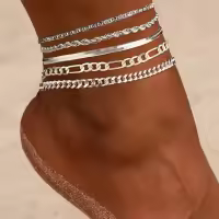wholesale Metal Bohemian Ankle Chain with Zircon Evil Eye and Heart Butterfly-Style Two