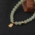 wholesale Gold-plated 925 Silver New Chinese Style Auspicious Koi Token Bracelet with 6mm Jade Beads and Greenish Aqua Hetian Jade Bracelet for Women-0-5