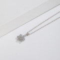 wholesale S925 Sterling Silver Micro-Paved Zircon Snowflake Pendant, Cute and Fresh Style Versatile Necklace with Free Engraving Factory Wholesale-0-0
