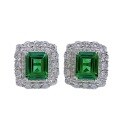 wholesale S925 Silver New European Style Simulated Emerald 8*10 Earrings with Luxurious Inlaid Elegant Studs-0-4