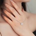 wholesale S925 Sterling Silver Fashionable Small Sugar Cube Diamond Necklace, Niche Design, Light Luxury Versatile Princess Collarbone Chain Jewelry-0-1