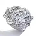 wholesale Metal Rhinestone Hip-Hop Cross-Border New Dollar Sign Ring for Men Wholesale-0-0