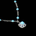 wholesale 925 Silver Gold-Plated Necklace with High-Carbon Diamond, Turquoise Cabochon, Retro and Versatile Jewelry Fashion Accessory for Women-0-4