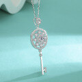 wholesale S925 Sterling Silver Cross-Border Moissanite Key Necklace with Elegant and Luxurious Design Collarbone Chain High-End Pendant Wholesale-0-1