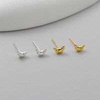wholesale 925 Sterling Silver Fresh, Sweet, Ins-style, High-end, Niche Moon Croissant Commuter Earrings M05533-Silver>925 silver