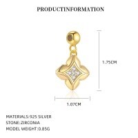 wholesale S925 Sterling Silver。-A4387_White Zirconium_18K Yellow Plating_Swimming Paint_Palladium Base_Single Pendant 925 Silver