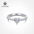 wholesale S925 Sterling Silver Women's European and American Light Luxury Minimalist Heart Carat Simulated Diamond Ring Jewelry Birthday Valentine's Day Wholesale-0-0